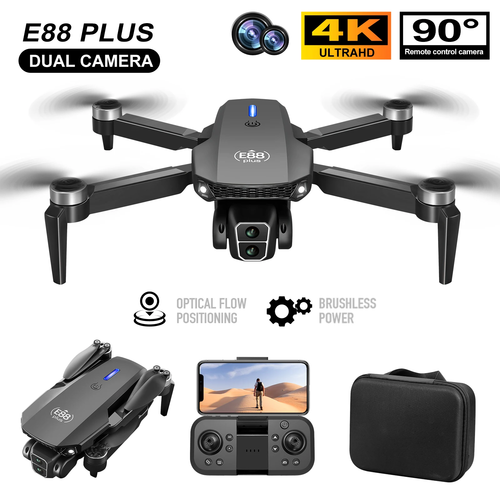 Rc Helicopter Case - Nowy dron E88 Plus Quadcopter: 90